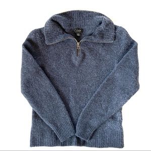 J Crew Navy Merino Wool-blend Half Zip Pullover Sweater Size Small